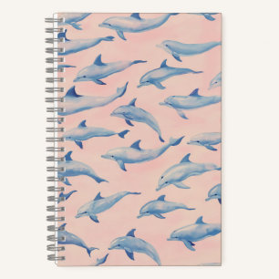Cuaderno Patrón de delfín acuarela costa playa océano