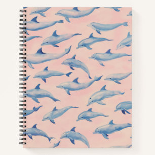 Cuaderno Patrón de delfín acuarela costa playa océano