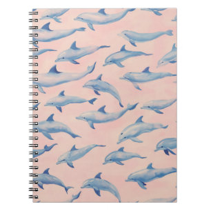 Cuaderno Patrón de delfín acuarela costa playa océano