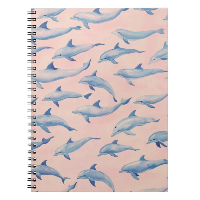 Cuaderno Patrón de delfín acuarela costa playa océano  (Frente)
