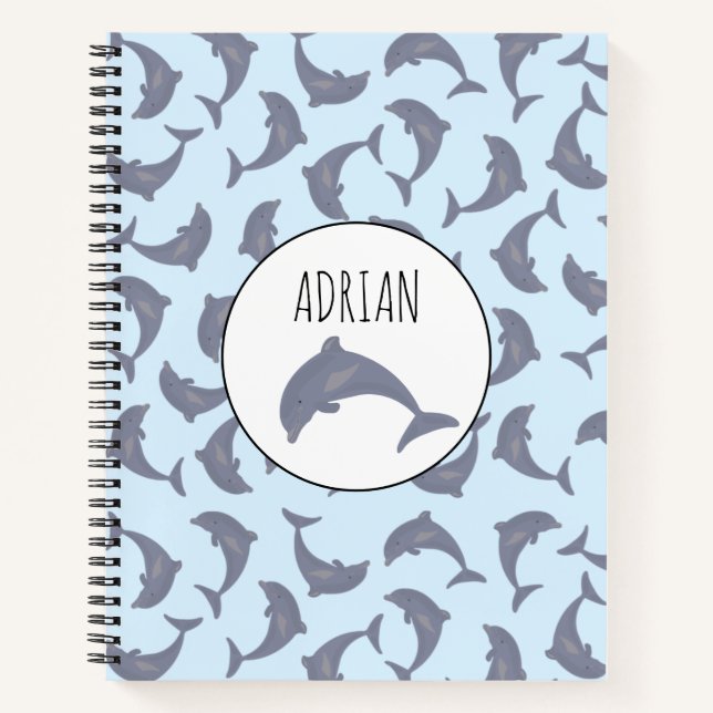 Cuaderno Patrón de delfines en el mar (Anverso)