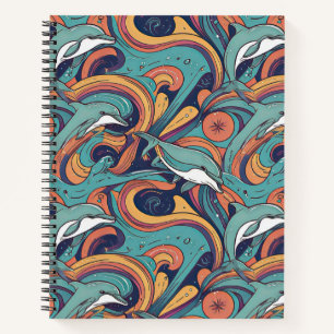 Cuaderno Patrón de delfines lúdicos - Diseño de inspiración