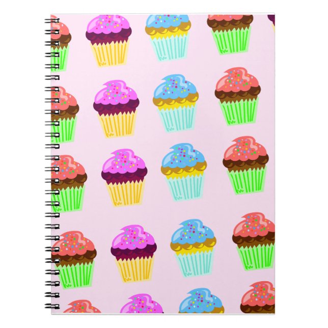 Cuaderno Patrón De Deluxe De Cupcakes Cute (Frente)