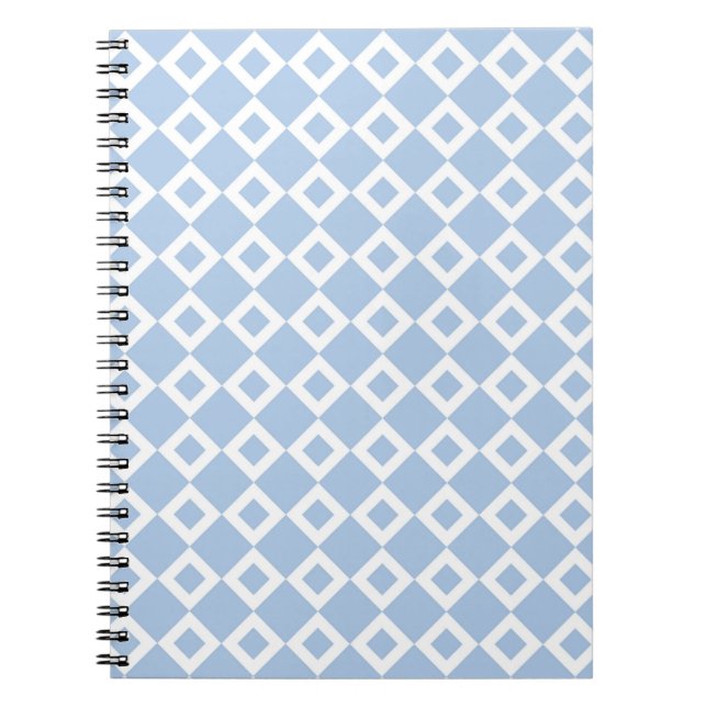 Cuaderno Patrón de diamante azul claro y blanco (Frente)
