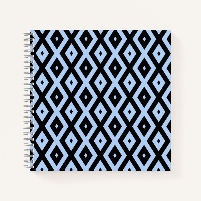 Cuaderno Patrón de diamante azul pálido y negro (Anverso)