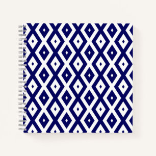 Cuaderno Patrón de diamante blanco y azul de la marina