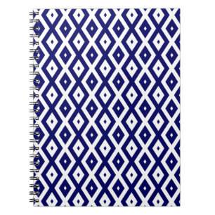 Cuaderno Patrón de diamante blanco y azul de la marina