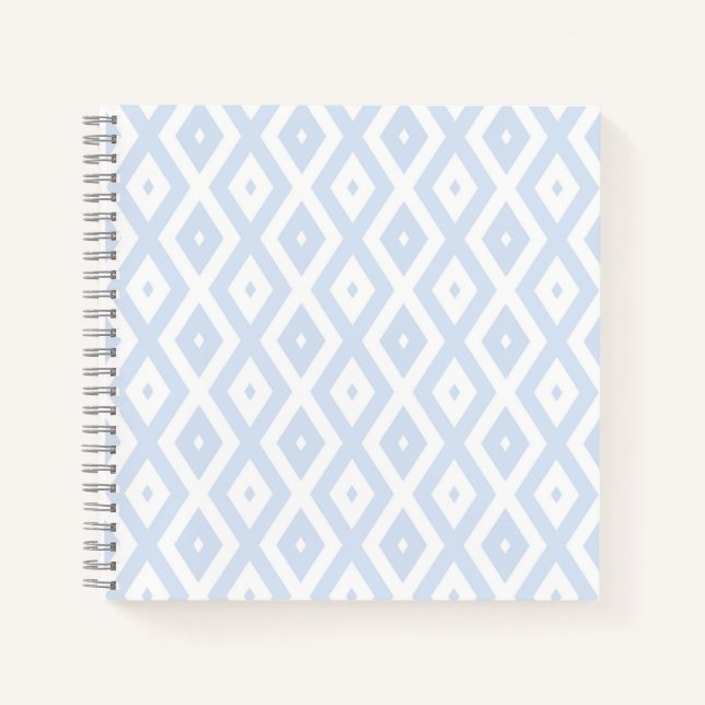 Cuaderno Patrón de diamante blanco y azul pálido (Anverso)