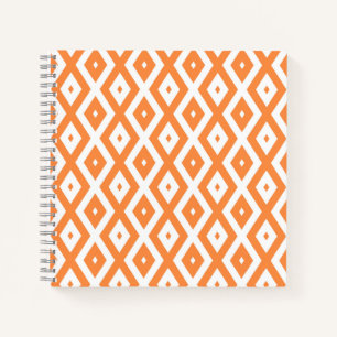 Cuaderno Patrón de diamante blanco y naranja