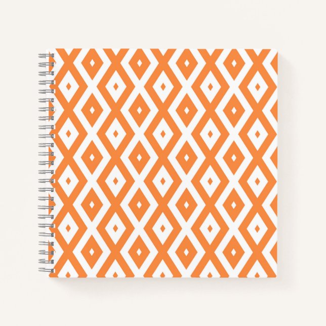 Cuaderno Patrón de diamante blanco y naranja (Anverso)