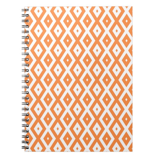 Cuaderno Patrón de diamante blanco y naranja (Frente)