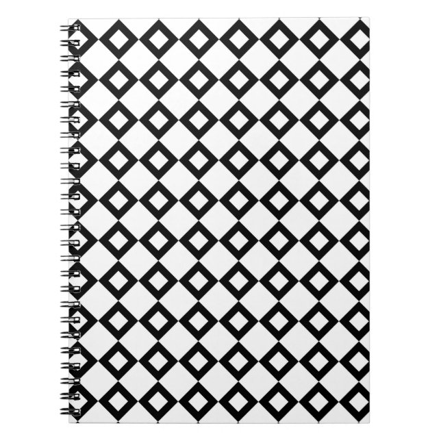 Cuaderno Patrón de diamante blanco y negro (Frente)