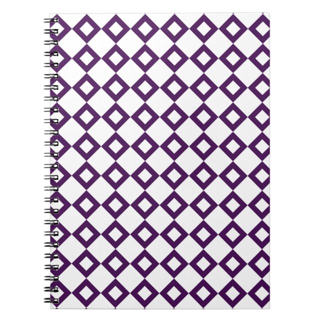 Cuaderno Patrón de diamante blanco y púrpura (Frente)