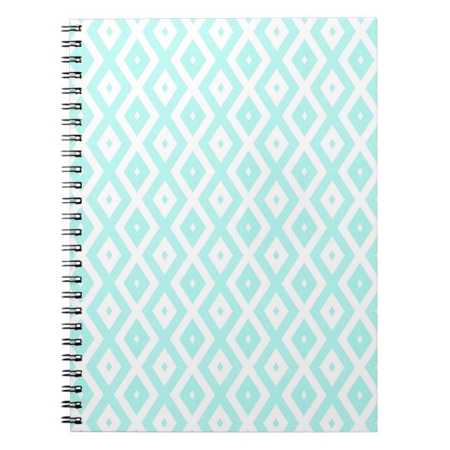 Cuaderno Patrón de diamante blanco y turquesa (Frente)