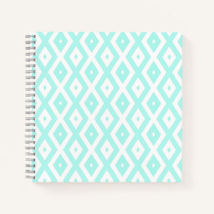 Cuaderno Patrón de diamante blanco y turquesa