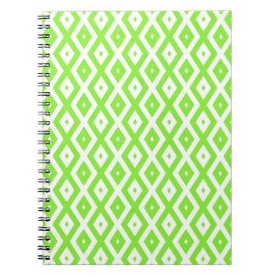Cuaderno Patrón de diamante blanco y verde limón
