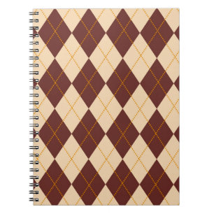 Cuaderno Patrón de diamante de color beige marrón otoño oto