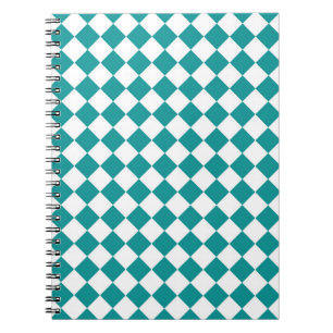 Cuaderno Patrón de diamante de cuadros blanco y verde azula