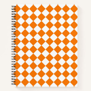 Cuaderno Patrón de diamante de cuadros blancos y naranjas