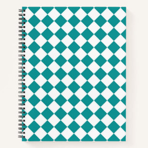 Cuaderno Patrón de diamante de cuadros blancos y turquesa