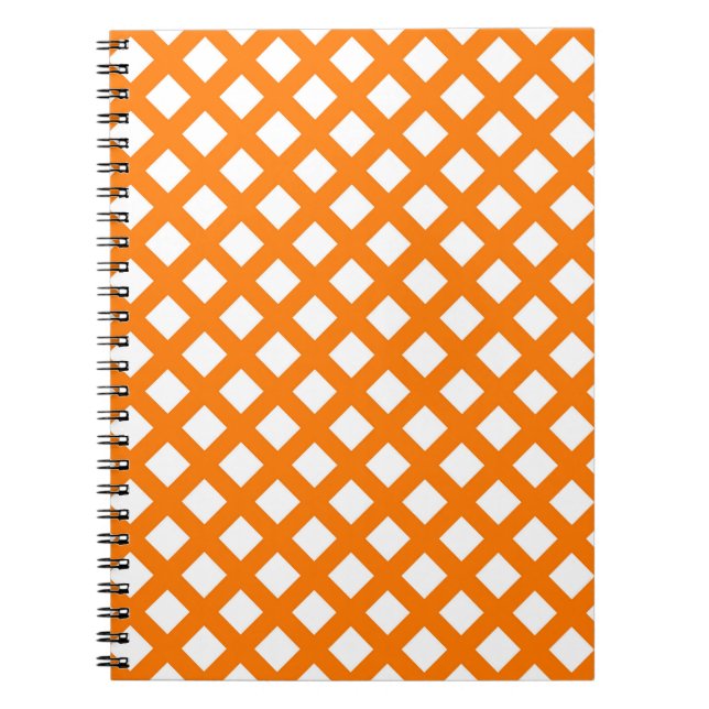 Cuaderno Patrón de diamante de cuadros naranja blanco (Frente)