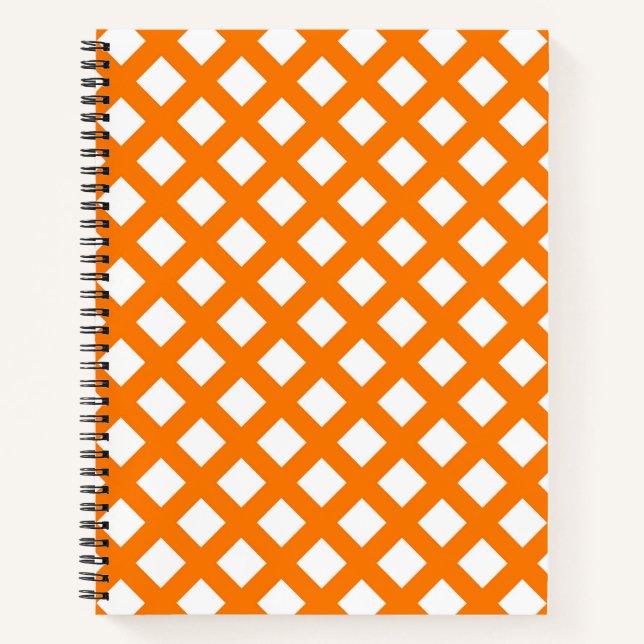 Cuaderno Patrón de diamante de cuadros naranja blanco (Anverso)