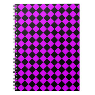 Cuaderno Patrón de diamante de cuadros púrpura negro