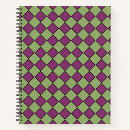 Cuaderno Patrón de diamante de cuadros púrpura verde