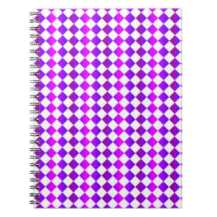 Cuaderno Patrón de diamante de cuadros rosa púrpura blanco