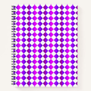 Cuaderno Patrón de diamante de cuadros rosa púrpura blanco