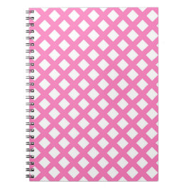 Cuaderno Patrón de diamante de cuadros rosados y blancos