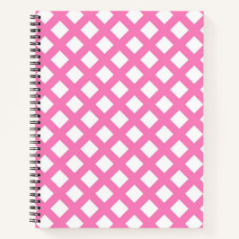 Cuaderno Patrón de diamante de cuadros rosados y blancos