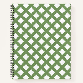 Cuaderno Patrón de diamante de cuadros verdes y blancos