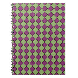 Cuaderno Patrón de diamante de cuadros verdes y morados