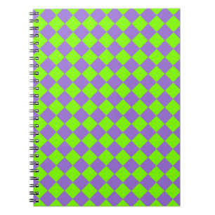 Cuaderno Patrón de diamante de cuadros verdes y morados