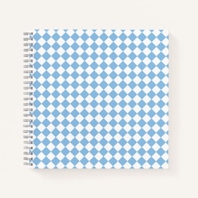 Cuaderno Patrón de diamante de verificador azul y blanco (Anverso)