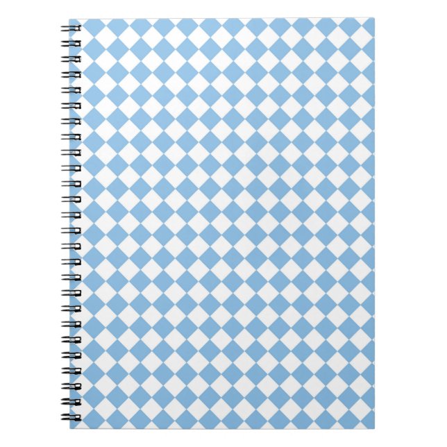Cuaderno Patrón de diamante de verificador azul y blanco (Frente)