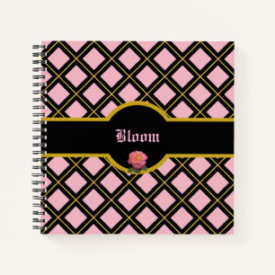 Cuaderno Patrón de diamante dorado y negro