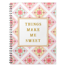 Cuaderno Patrón de diamante floral dulce rosa