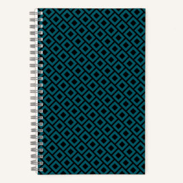 Cuaderno Patrón de diamante geométrico moderno en azul turq