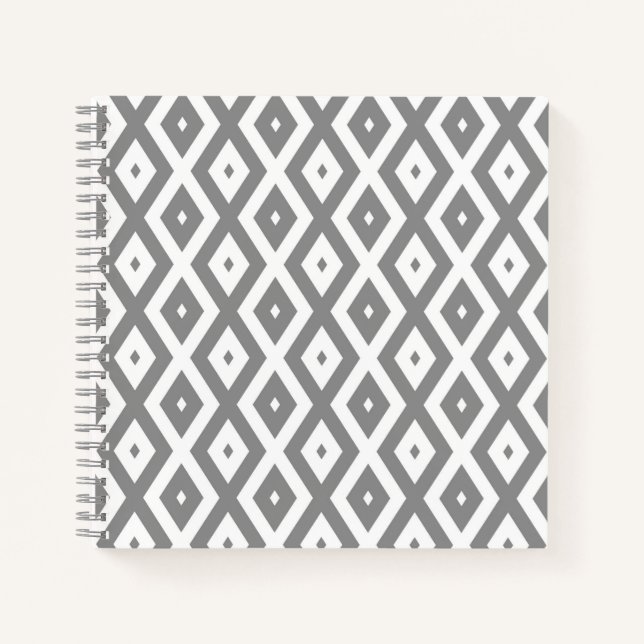 Cuaderno Patrón de diamante gris y blanco (Anverso)