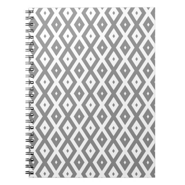 Cuaderno Patrón de diamante gris y blanco (Frente)