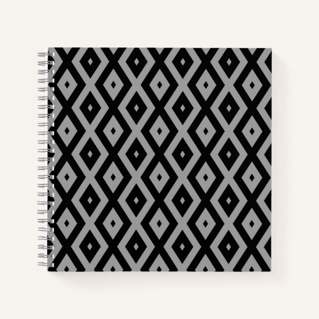 Cuaderno Patrón de diamante gris y negro (Anverso)