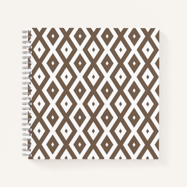 Cuaderno Patrón de diamante marrón y blanco taupe (Anverso)