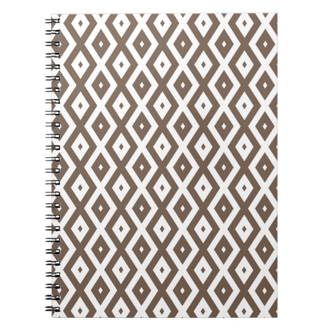 Cuaderno Patrón de diamante marrón y blanco taupe (Frente)