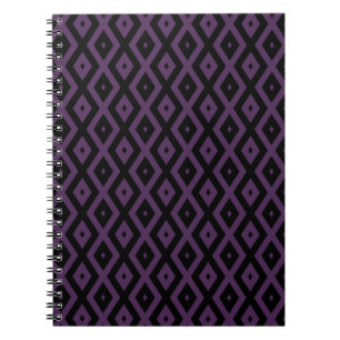 Cuaderno Patrón de diamante morado oscuro y negro