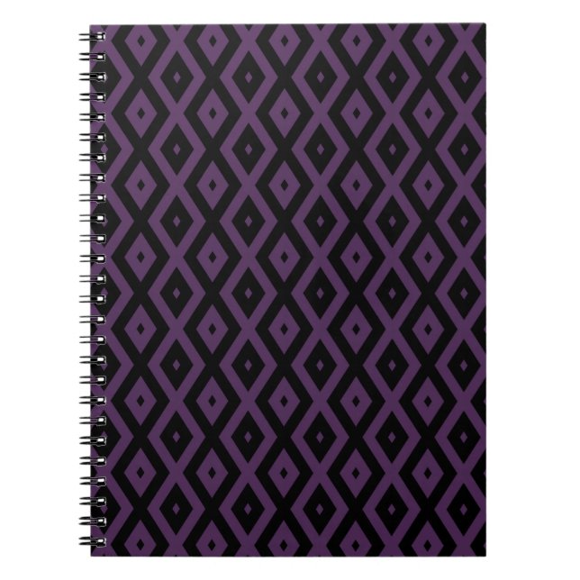 Cuaderno Patrón de diamante morado oscuro y negro (Frente)