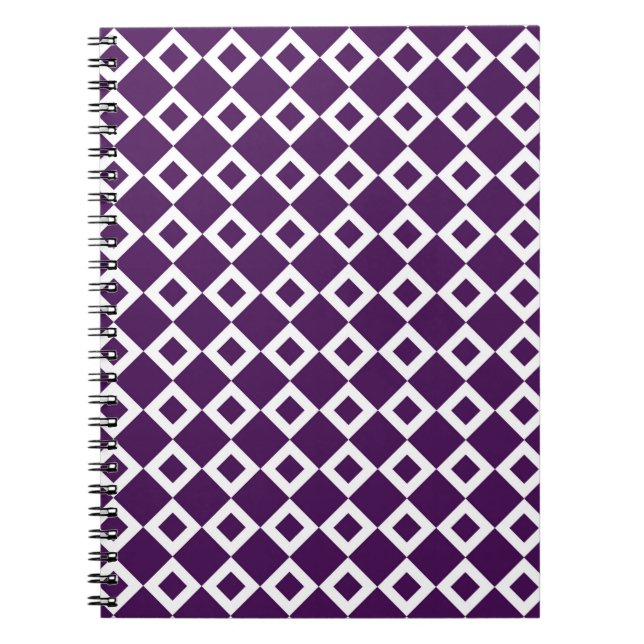 Cuaderno Patrón de diamante morado y blanco (Frente)