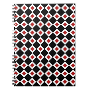 Cuaderno Patrón de diamante negro, blanco y rojo