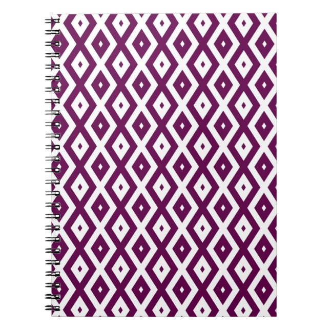 Cuaderno Patrón de diamante púrpura y blanco (Frente)